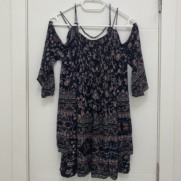 Ecote - Black Floral Beach Dress (XS) - Picture 1 of 5